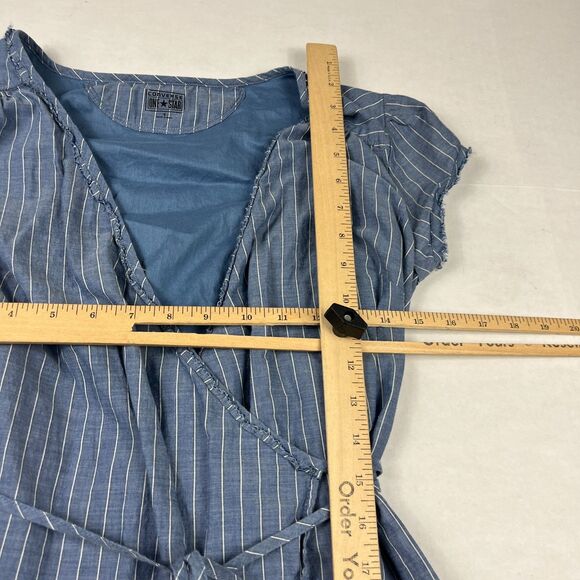 Converse Wrap Dress Striped V-Neck Tie Waist S Flowy Casual Boho Relaxed Fit - Picture 7 of 10